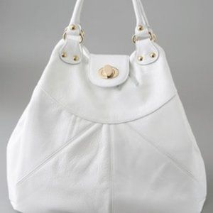 Foley + Corinna Bender White Leather Shoulder Ba